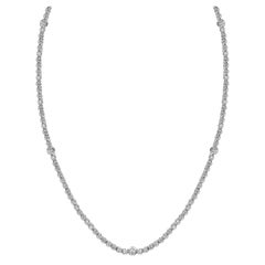 14 Karat White Gold Diamond Station Tennis Necklace
