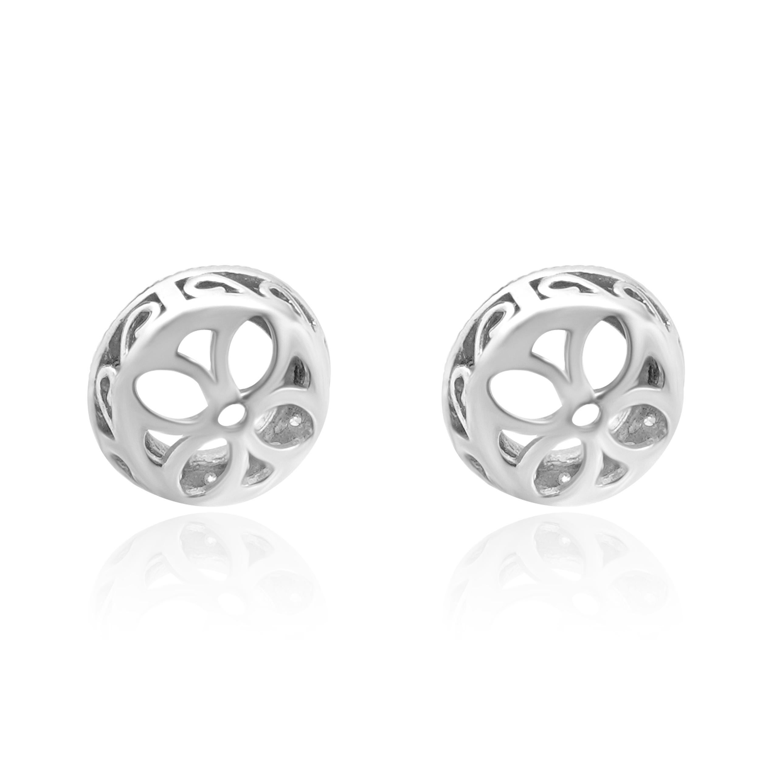 14 Karat White Gold Diamond Stud Earring Jackets In Excellent Condition For Sale In Scottsdale, AZ