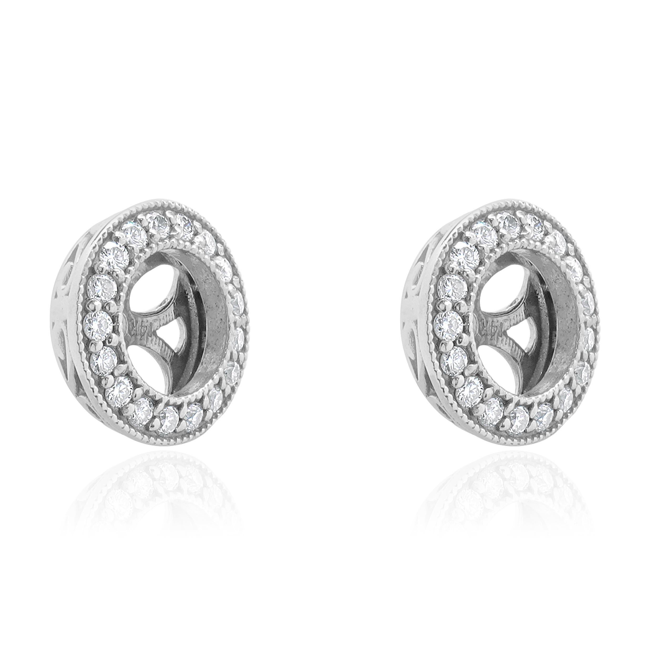 14 Karat White Gold Diamond Stud Earring Jackets In Excellent Condition For Sale In Scottsdale, AZ