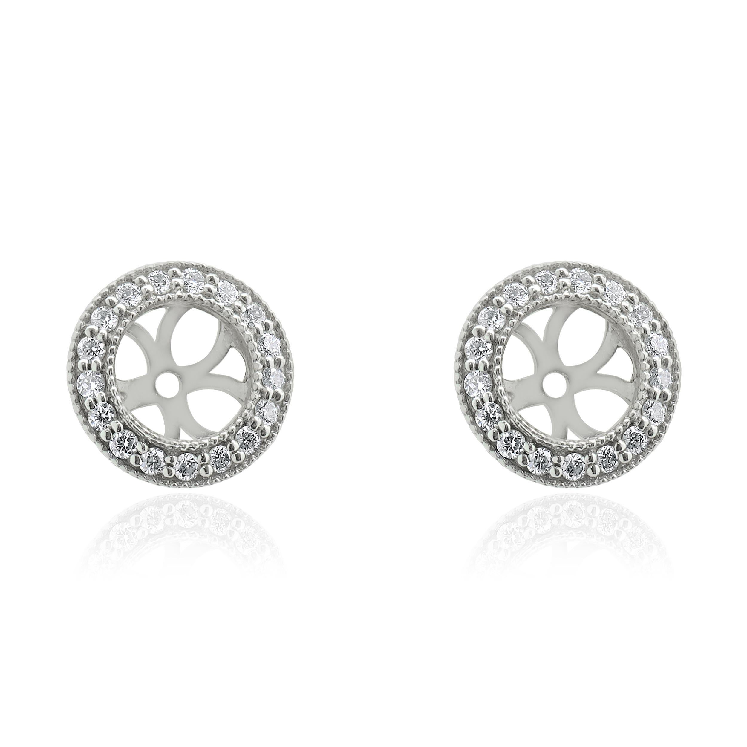 14 Karat White Gold Diamond Stud Earring Jackets
