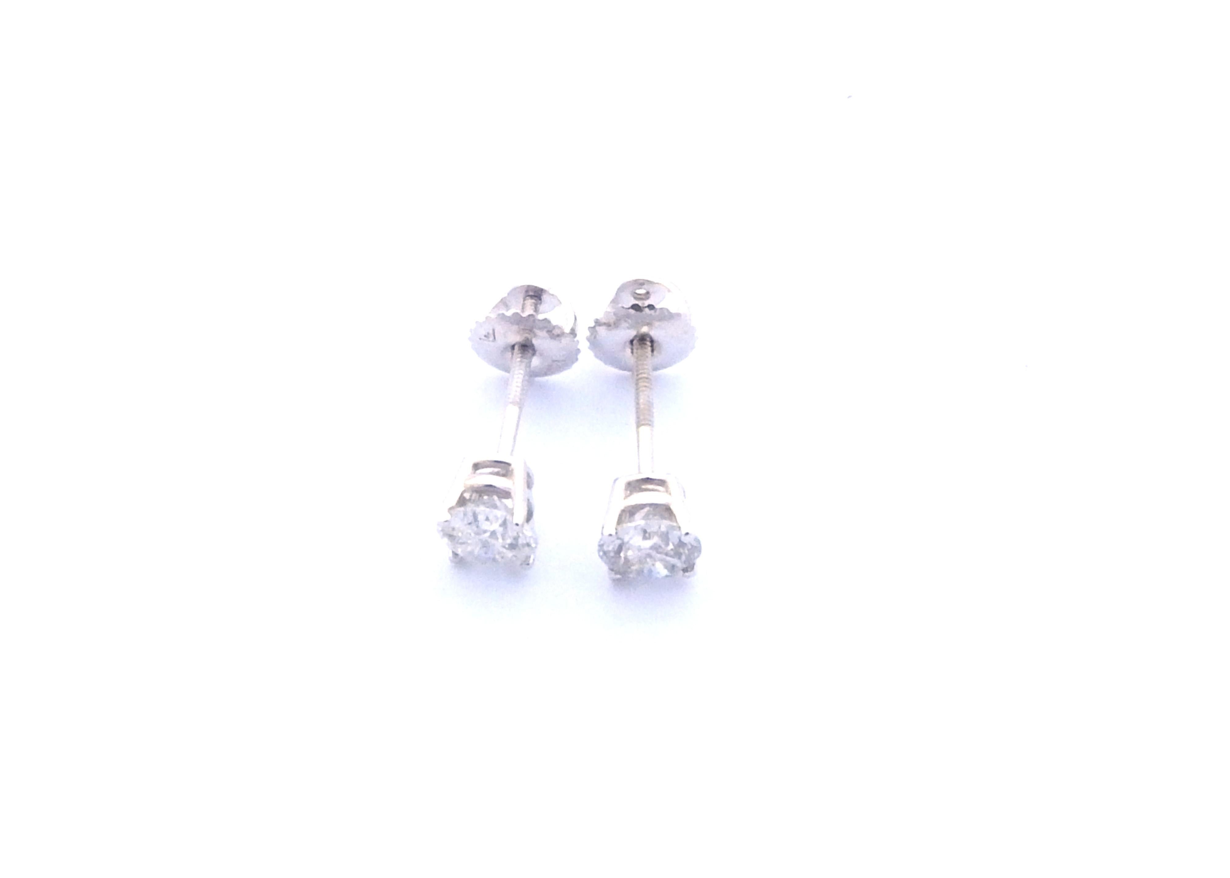 14 Karat White Gold Diamond Stud Earrings 1.0 Carat 1