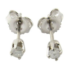 14 Karat White Gold Diamond Stud Earrings .12 Carat