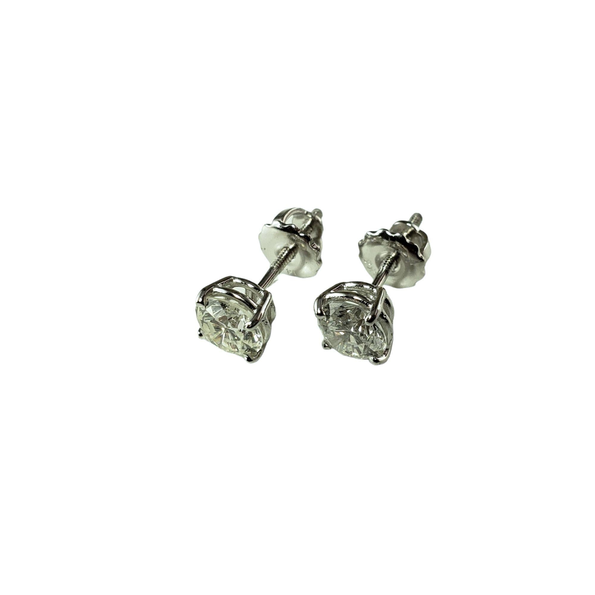 14 Karat White Gold Diamond Stud Earrings 1.29 TCW. #14903 In Good Condition For Sale In Washington Depot, CT