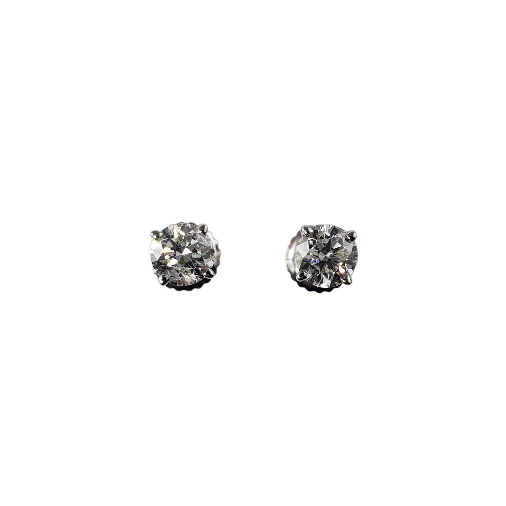 Women's 14 Karat White Gold Diamond Stud Earrings #14779 For Sale