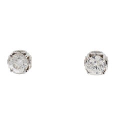 14 Karat White Gold Diamond Stud Earrings 2.15 Carat TW