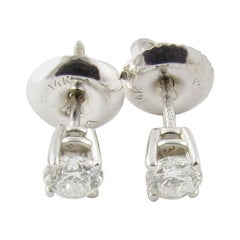 14 Karat White Gold Diamond Stud Earrings .30 Carat