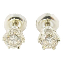 14 Karat White Gold Diamond Stud Earrings .50 Carat