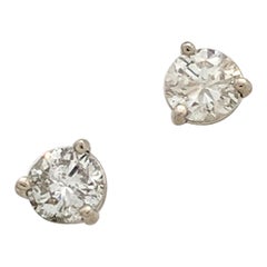 14 Karat White Gold Diamond Stud Earrings .50 Carat I1/I