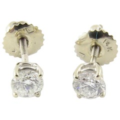 14 Karat White Gold Diamond Stud Earrings 50 Carat Twt