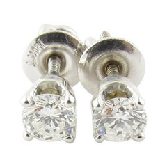 14 Karat White Gold Diamond Stud Earrings .50 Carat Twt