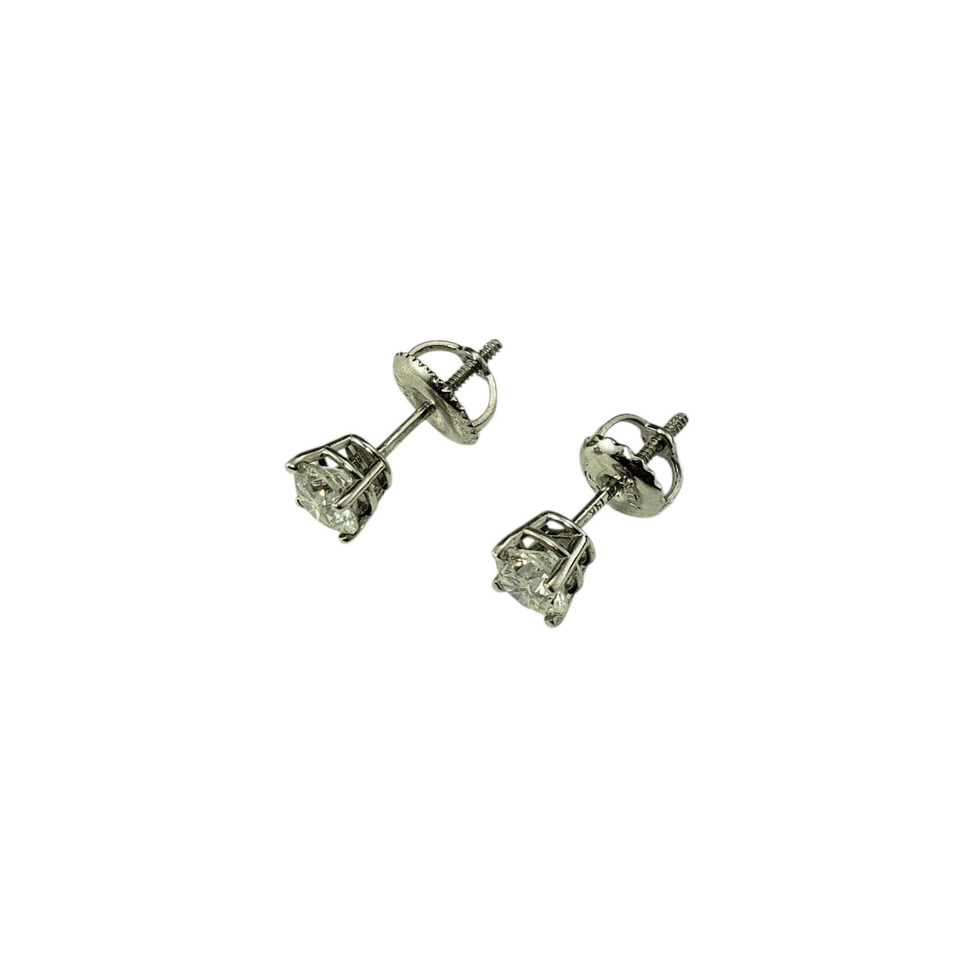 14 Karat White Gold Diamond Stud Earrings .70cttw. #21251 In Good Condition For Sale In Washington Depot, CT