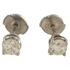 14 Karat White Gold Diamond Stud Earrings .80 TCW