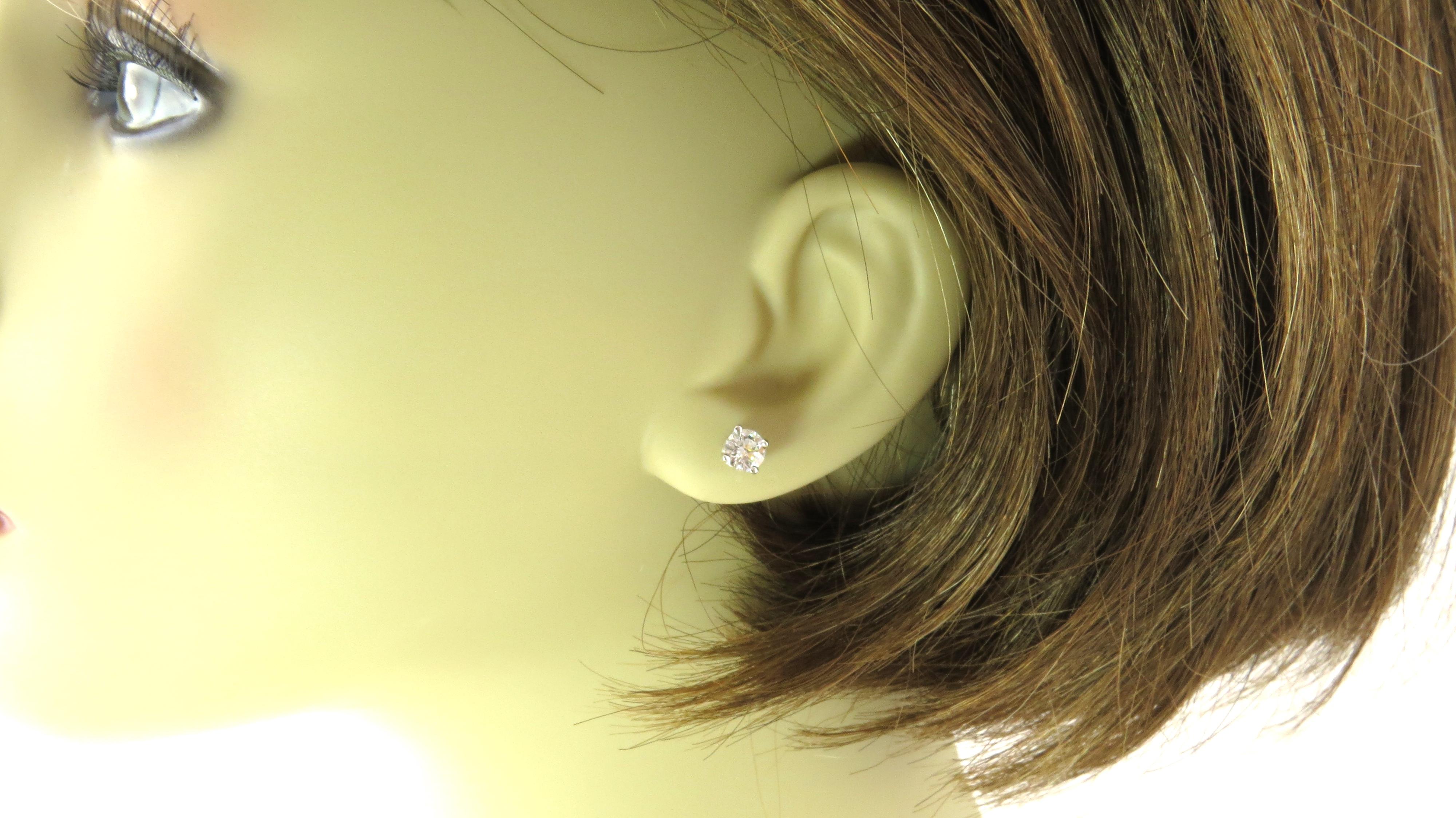 14 Karat White Gold Diamond Stud Earrings .86 Carat 3