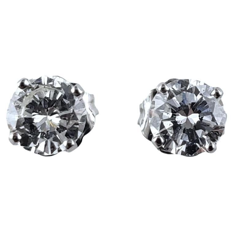 14 Karat White Gold Diamond Stud Earrings .90 TCW. #14047