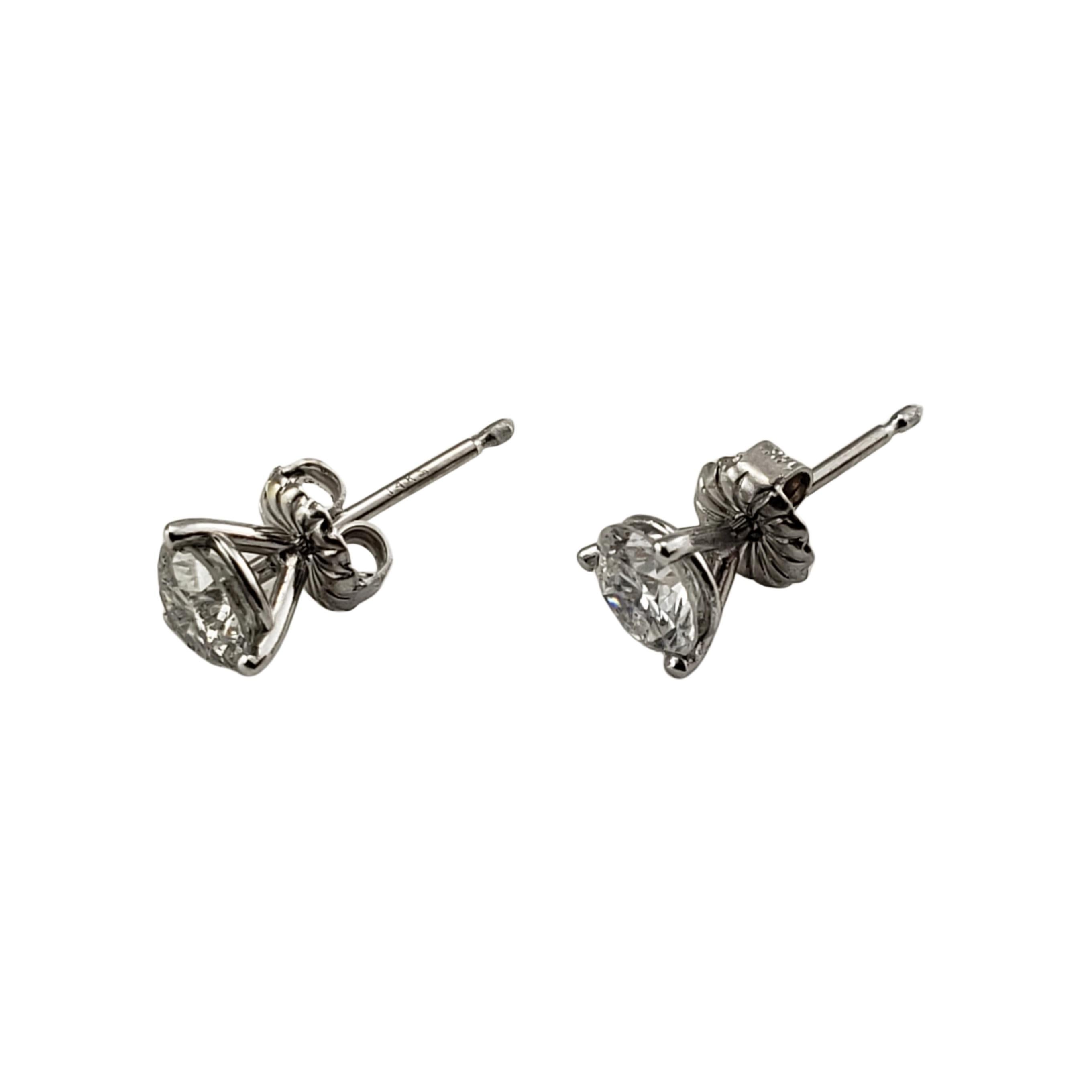 14 Karat White Gold Diamond Stud Earrings .96 Ct. Twt In Good Condition For Sale In Washington Depot, CT