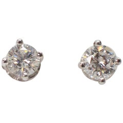 14 Karat White Gold Diamond Stud Earrings