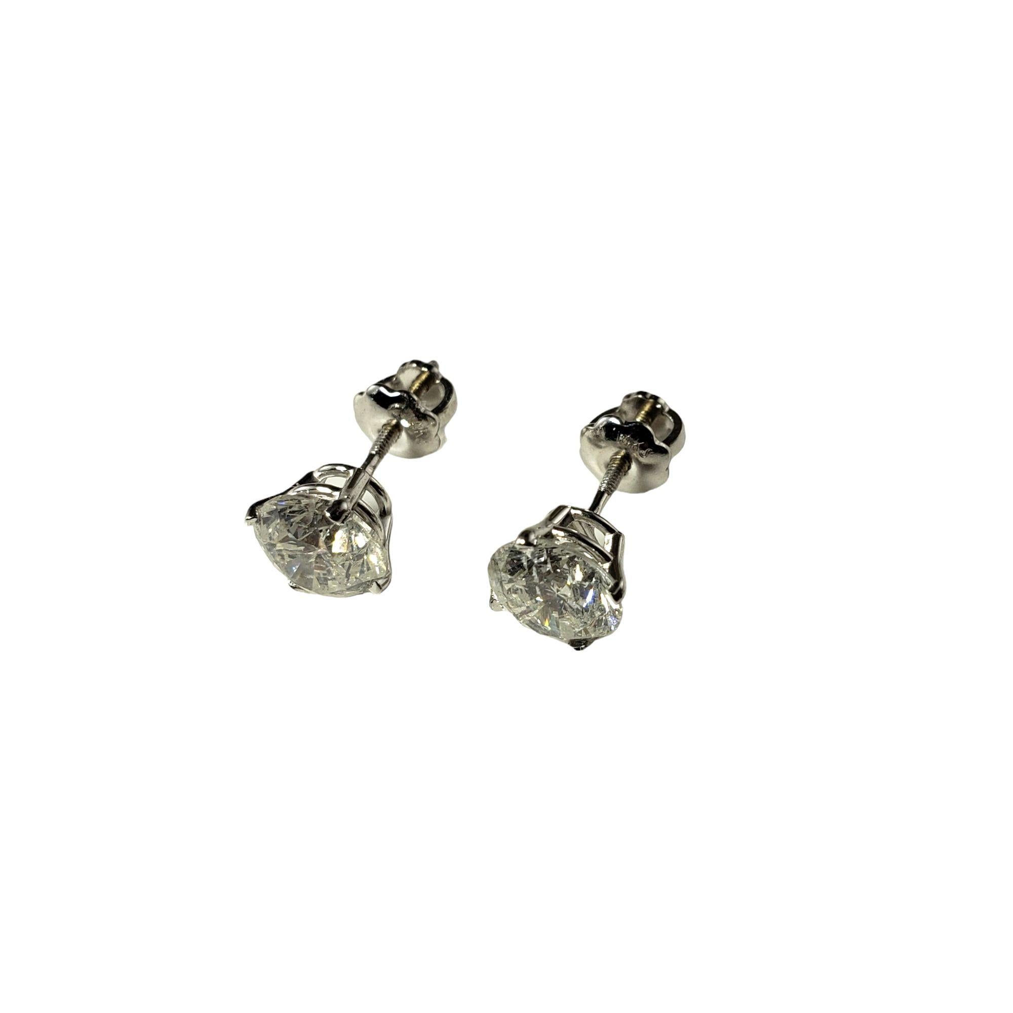 Women's 14 Karat White Gold Diamond Stud Earrings #14415 For Sale