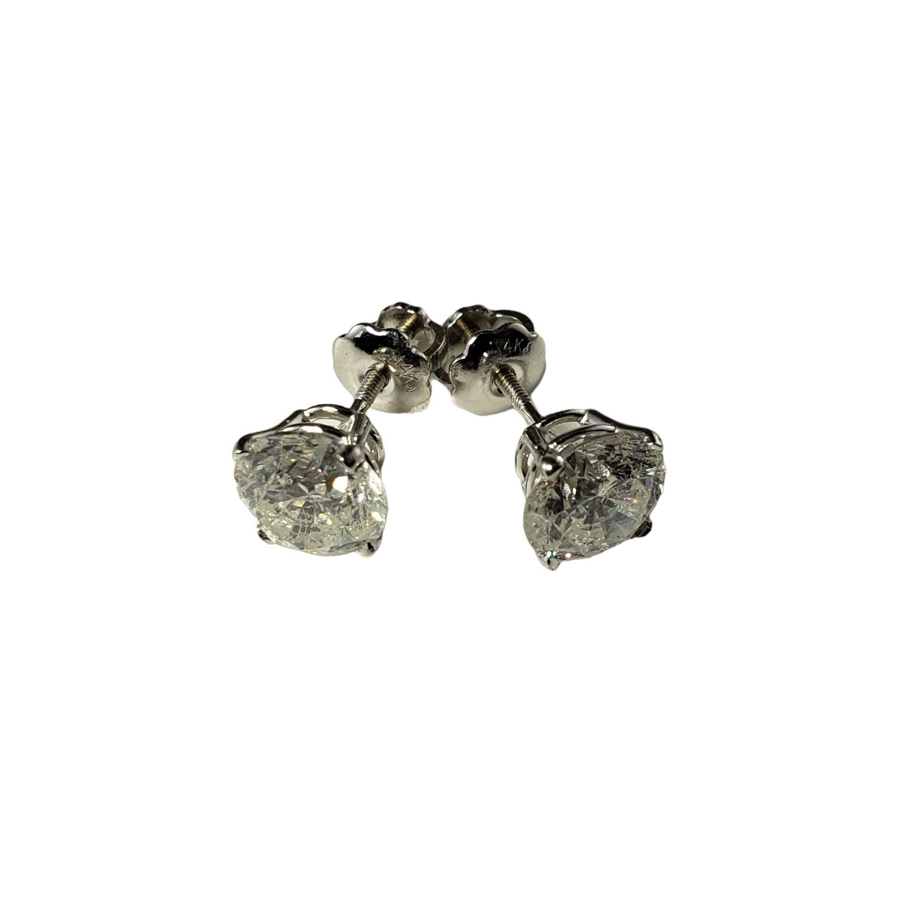 14 Karat White Gold Diamond Stud Earrings #14415 For Sale 2