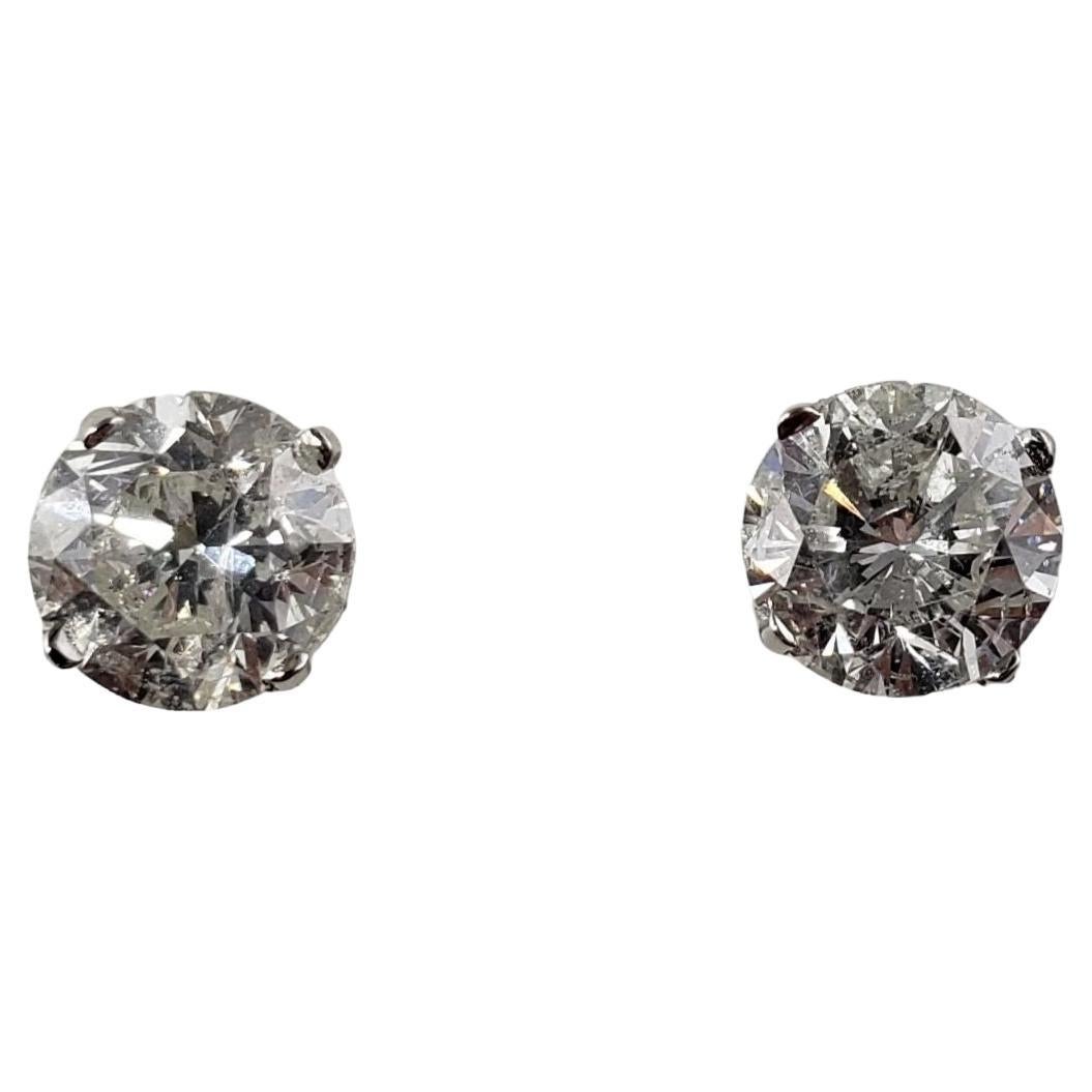 14 Karat White Gold Diamond Stud Earrings #14415