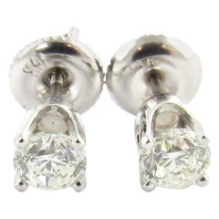 14 Karat White Gold Diamond Stud Earrings, 56 Carat