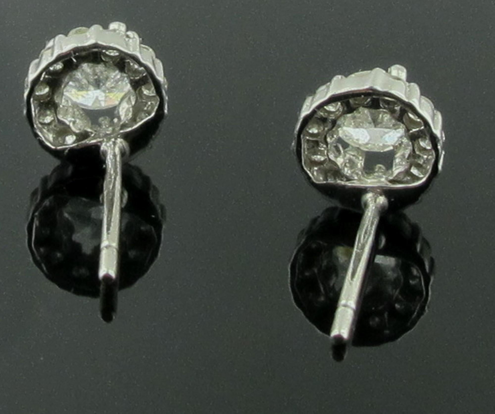 Women's or Men's 14 Karat White Gold Diamond Studs