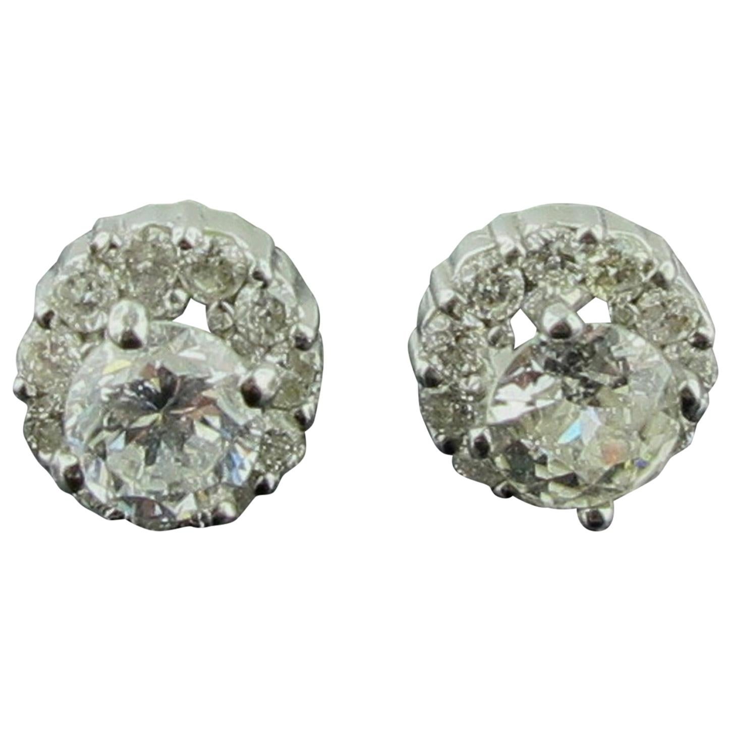 14 Karat White Gold Diamond Studs