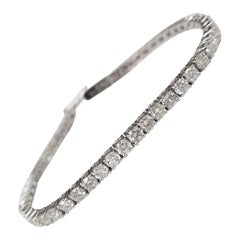 Bracciale tennis con diamanti in oro bianco 14 carati 5,29 carati