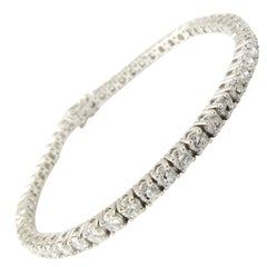14 Karat White Gold Diamond Tennis Bracelet 5.5 Carat