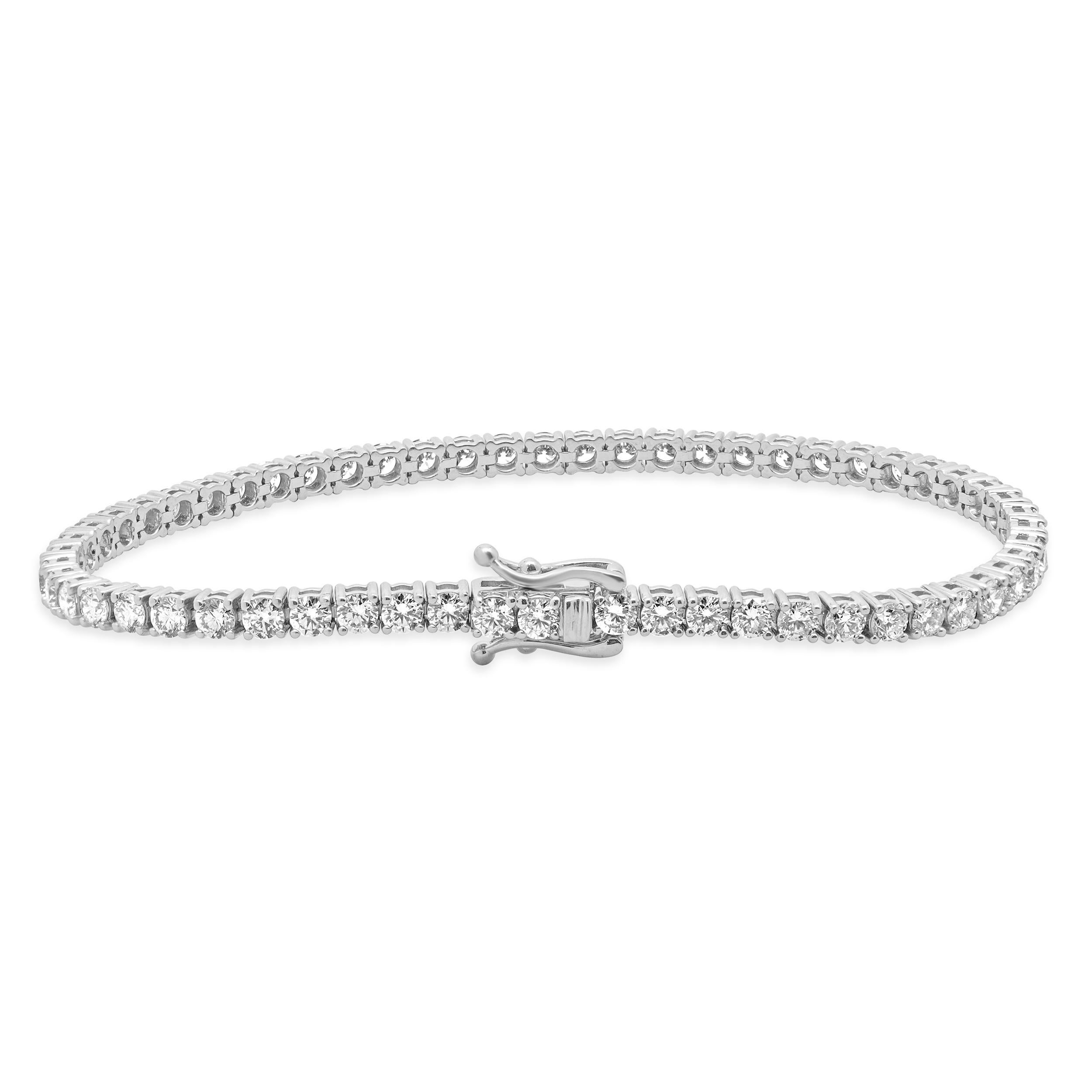 14 Karat Weißgold Diamant-Tennisarmband (Rundschliff) im Angebot