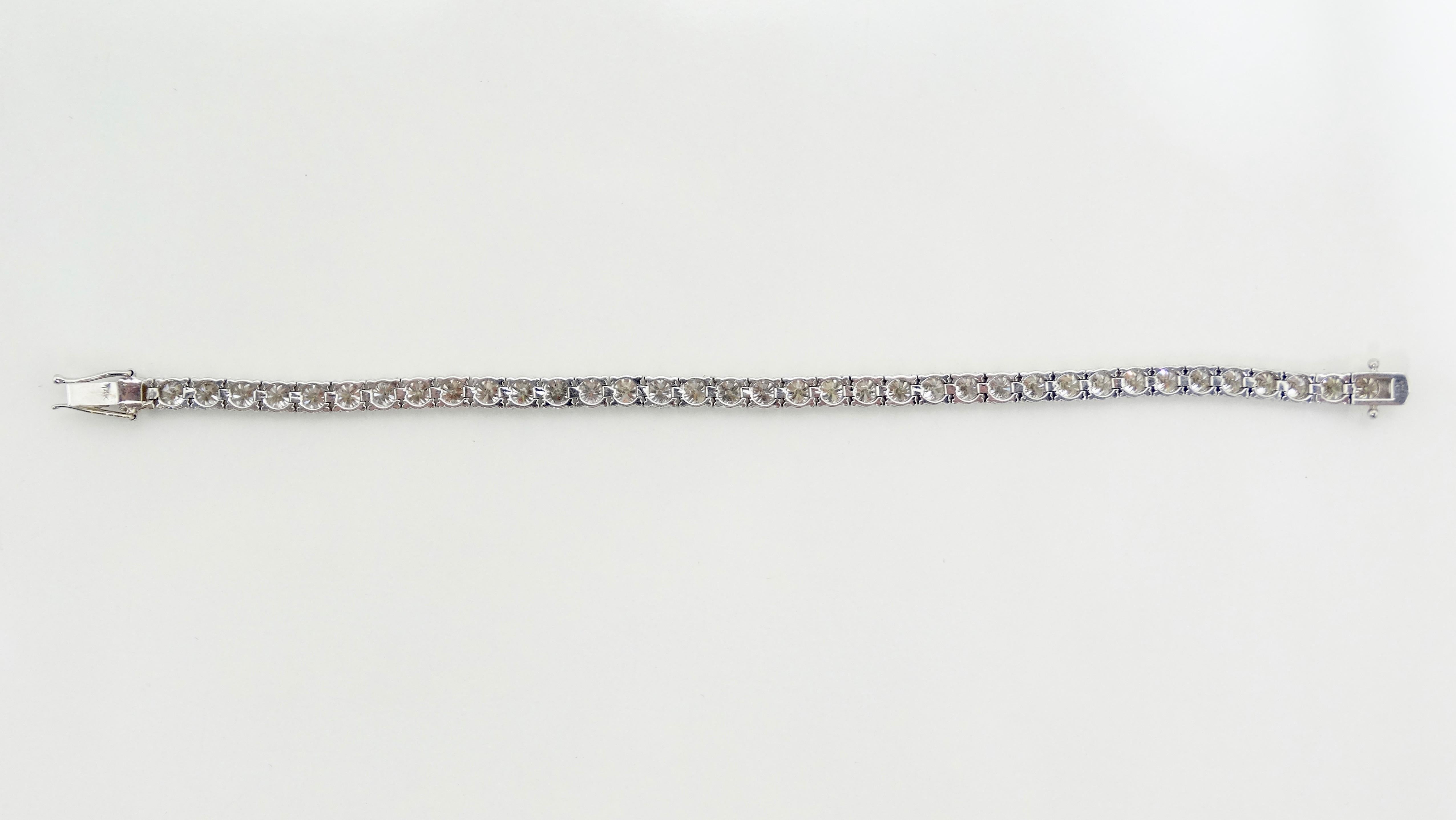 Women's or Men's Diamond Tennis Bracelet 14 Karat White Gold 