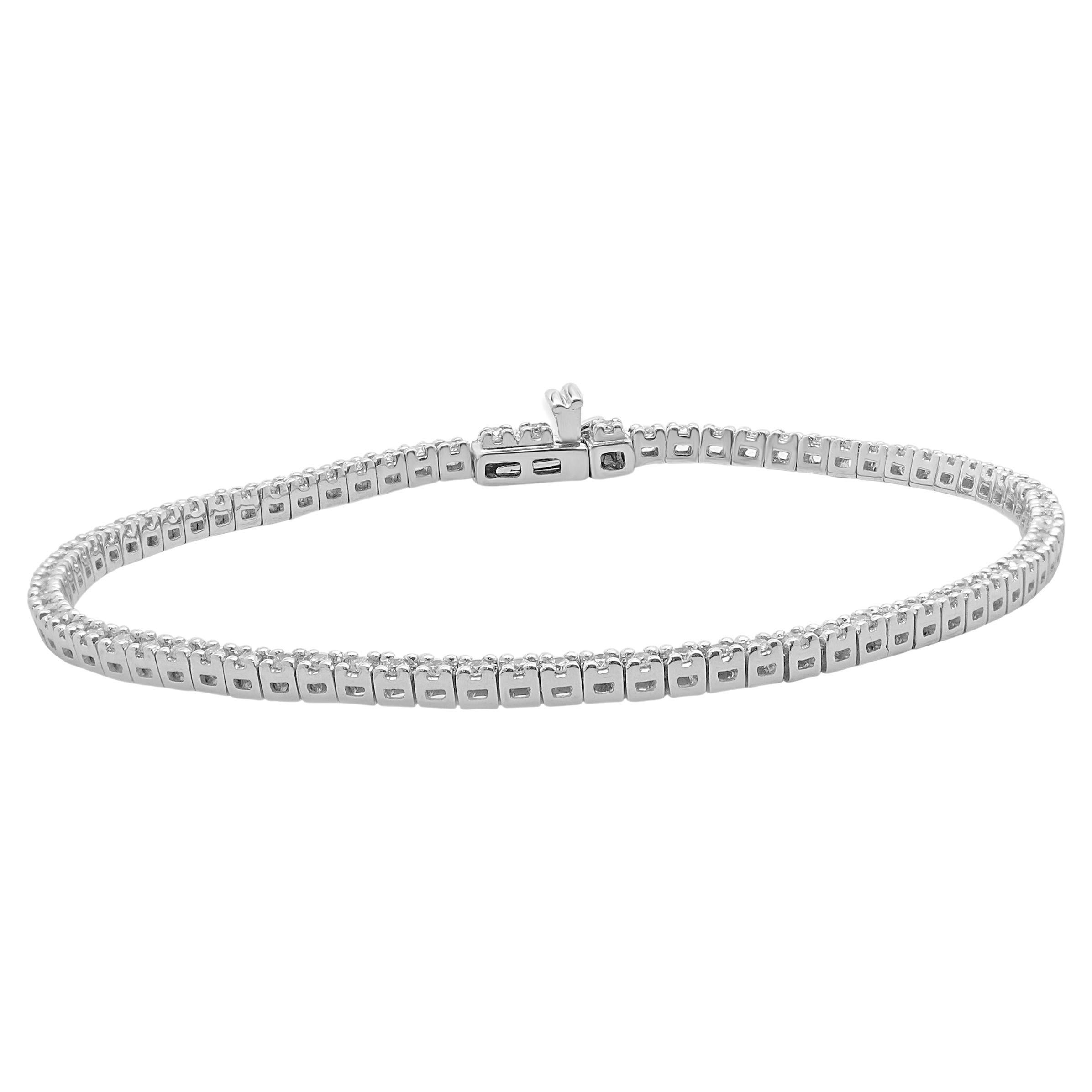Bracelet tennis en or blanc 14 carats et diamants