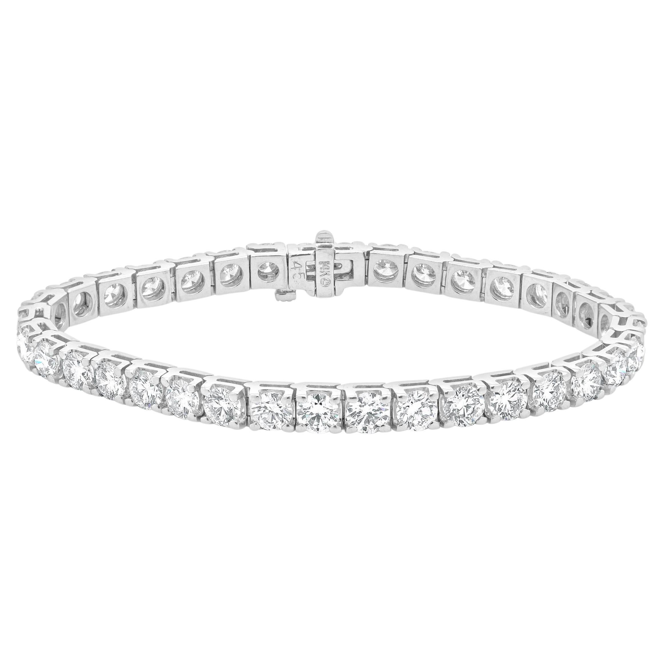 Bracelet tennis en or blanc 14 carats et diamants en vente