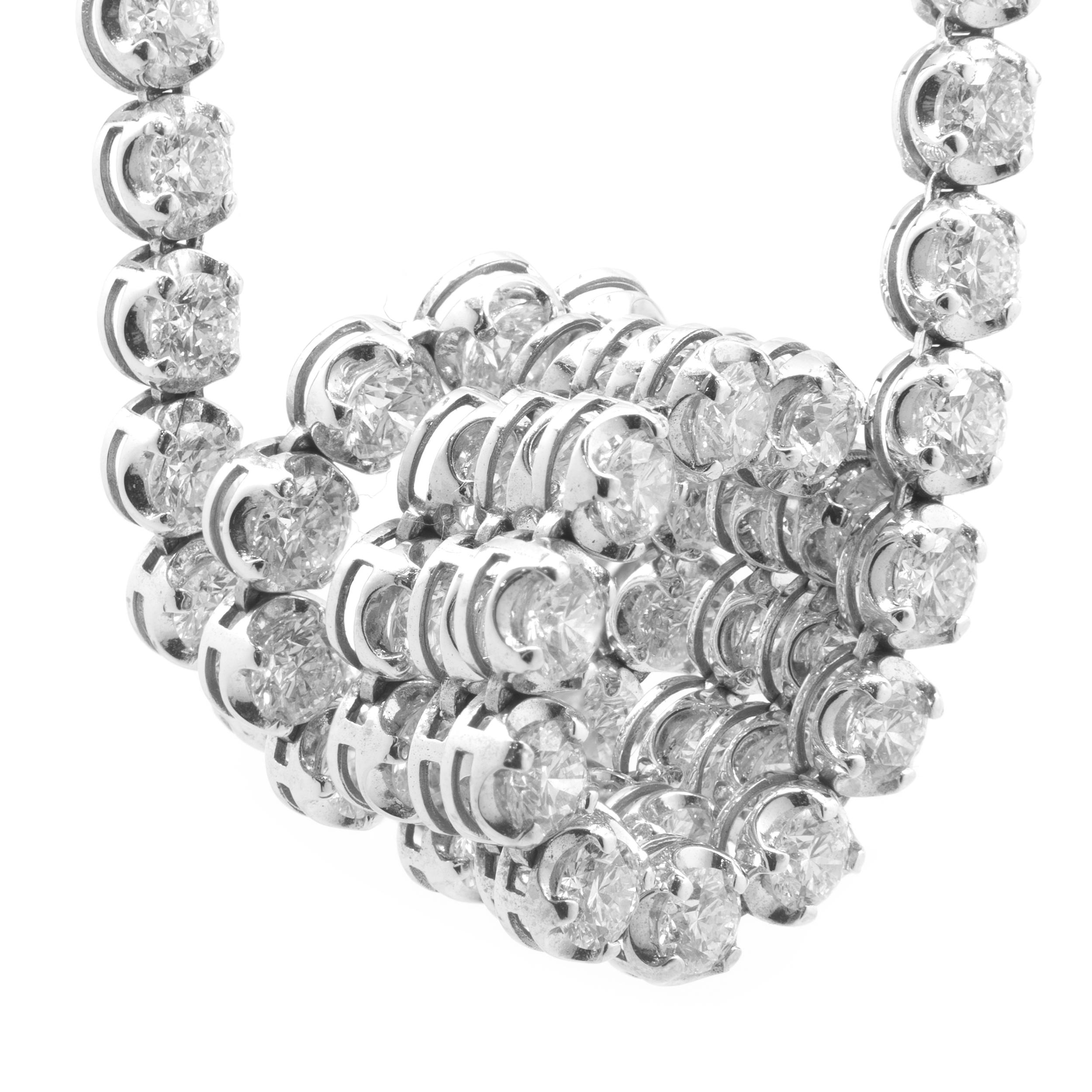 Designer: Sonderanfertigung
Material: 14K Weißgold
Diamanten: 91 runder Brillantschliff = 18,79cttw
Farbe: G
Klarheit: VS2-SI1
Abmessungen: Halskette misst 18-Zoll in der Länge 
Gewicht: 18,17 Gramm
