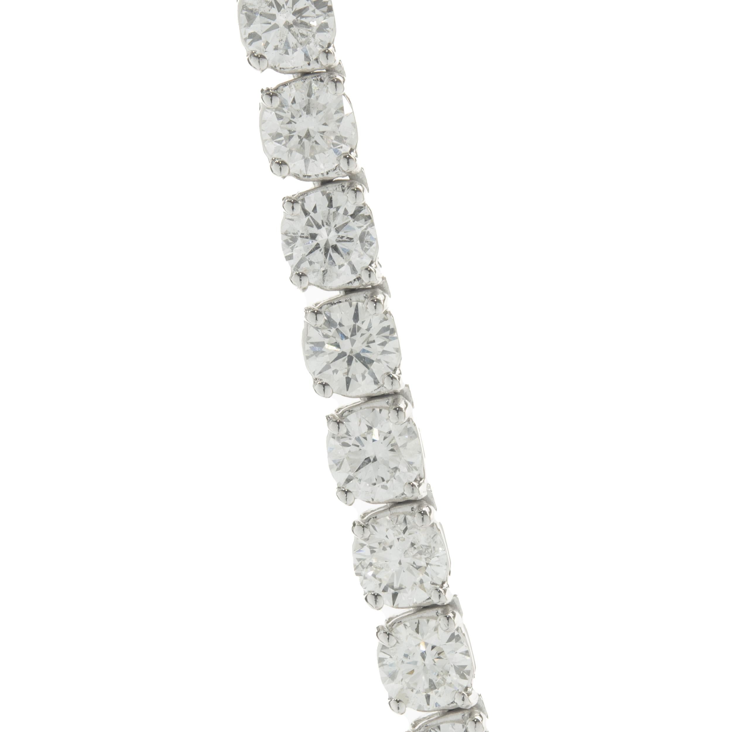 Designer: custom
Material: 14K white gold
Diamonds: round brilliant cut = 32.01cttw 
Color: G / H / I
Clarity: SI1
Weight: 41.95 grams
Dimensions: necklace measures 20-inches long