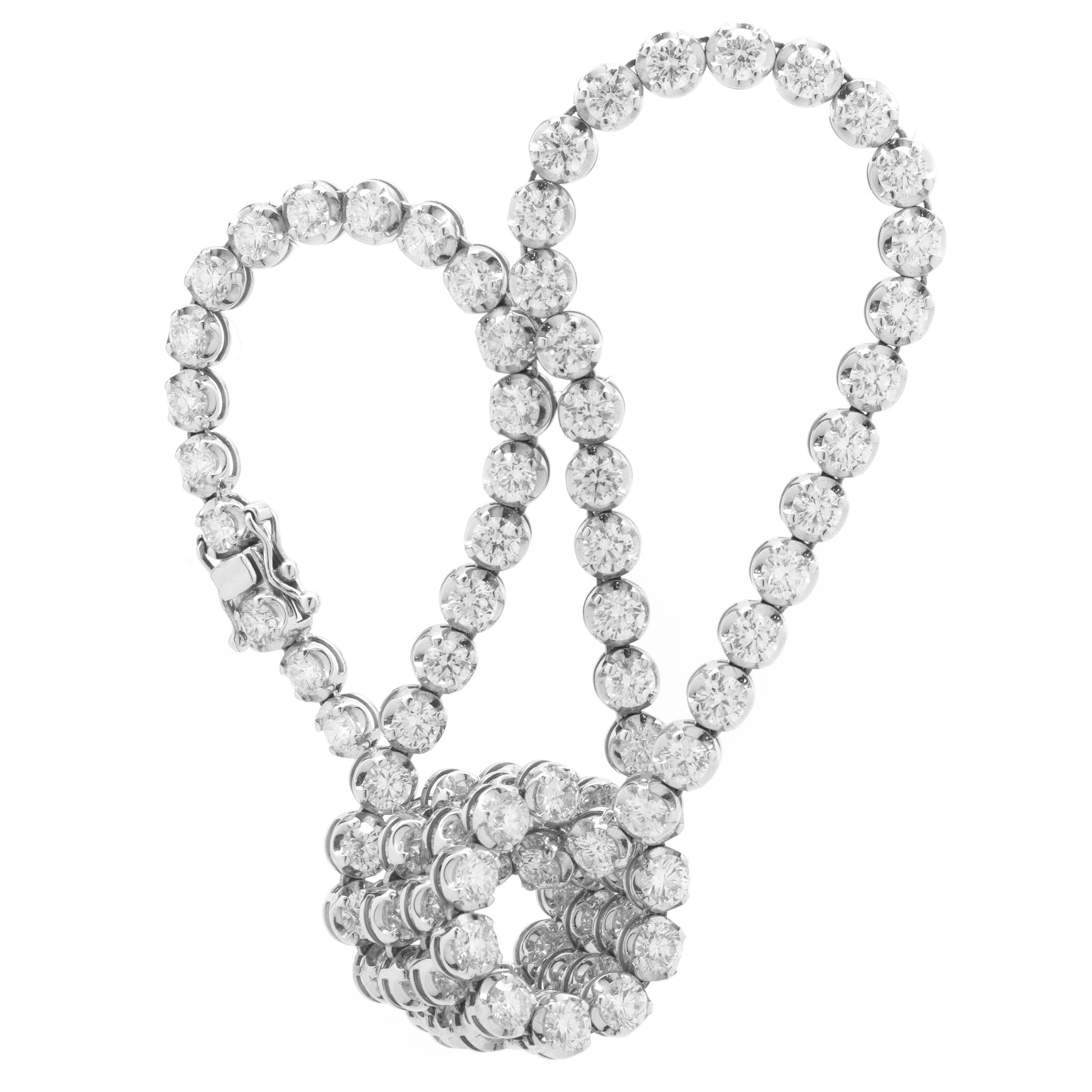 Tennis-Halskette aus 14 Karat Weißgold mit Diamanten (Rundschliff)