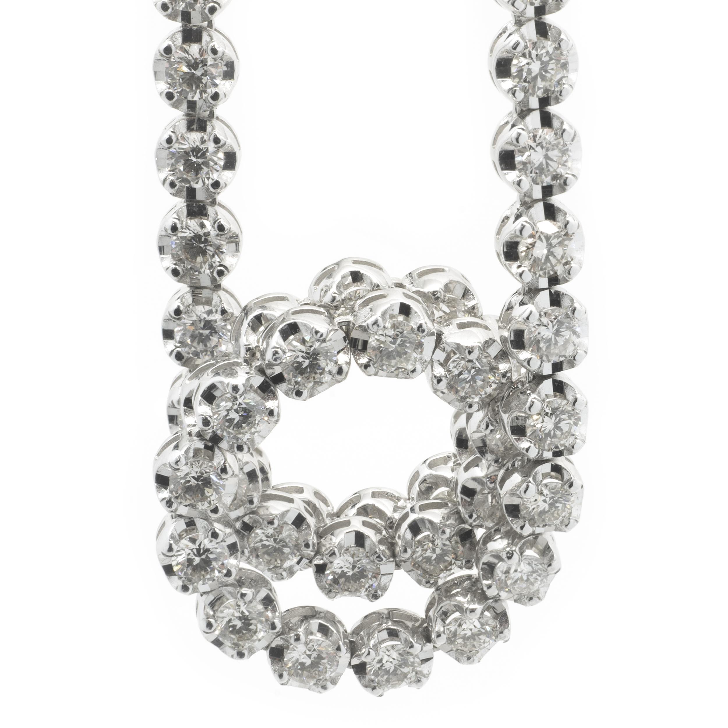 14 Karat White Gold Diamond Tennis Necklace In Excellent Condition For Sale In Scottsdale, AZ