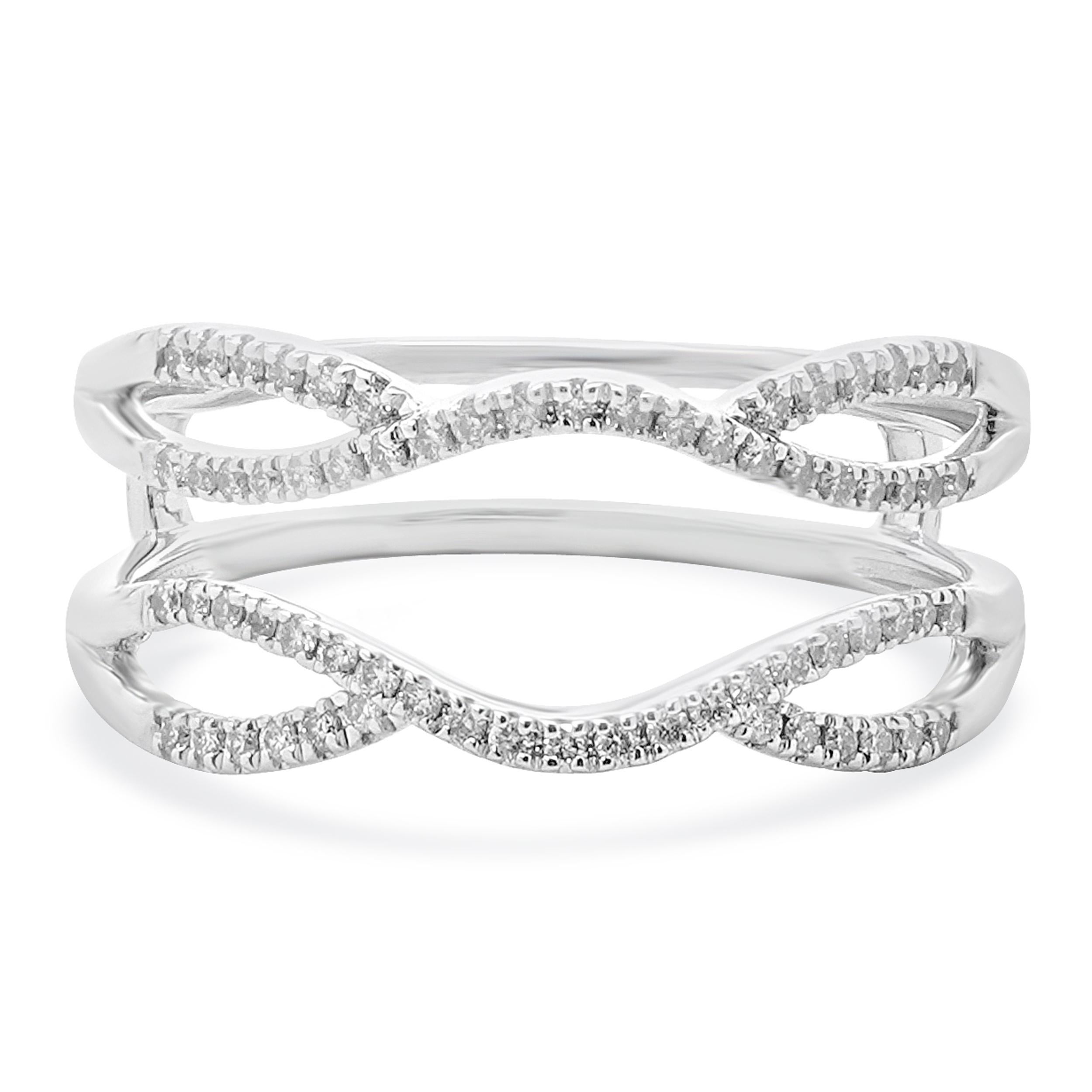 14 Karat White Gold Diamond Twist Ring Gaurd For Sale