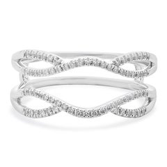 14 Karat White Gold Diamond Twist Ring Gaurd