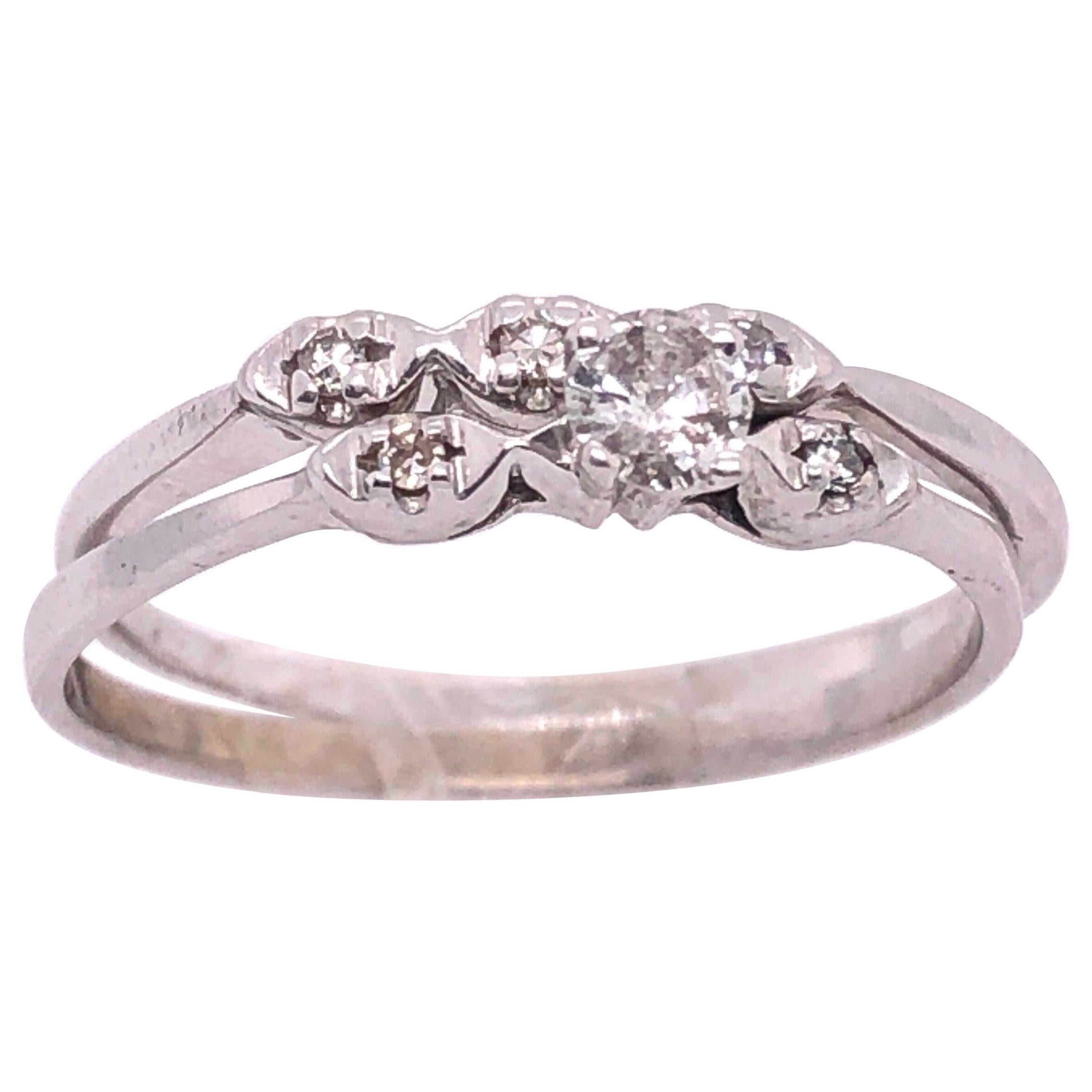 14 Karat White Gold Diamond Two-Piece Set Ring Wedding Engagement Band For Sale