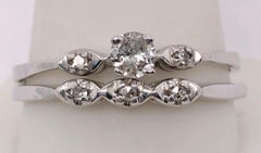 14 Karat White Gold Diamond Two-Piece Set Ring Wedding Engagement Band
