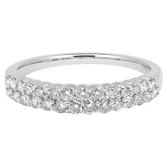 14 Karat White Gold Diamond Two Row Anniversary Band