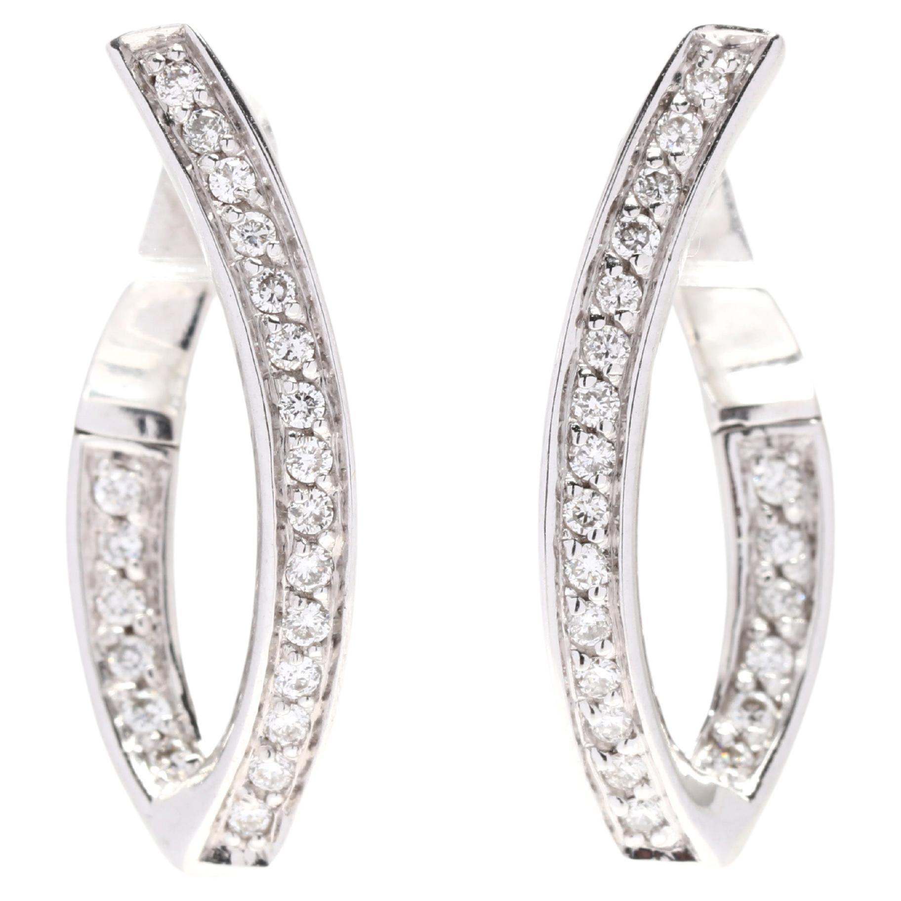 Estate Asher Collection 14 Karat Gold Diamond and Mother of Pearl Hoop