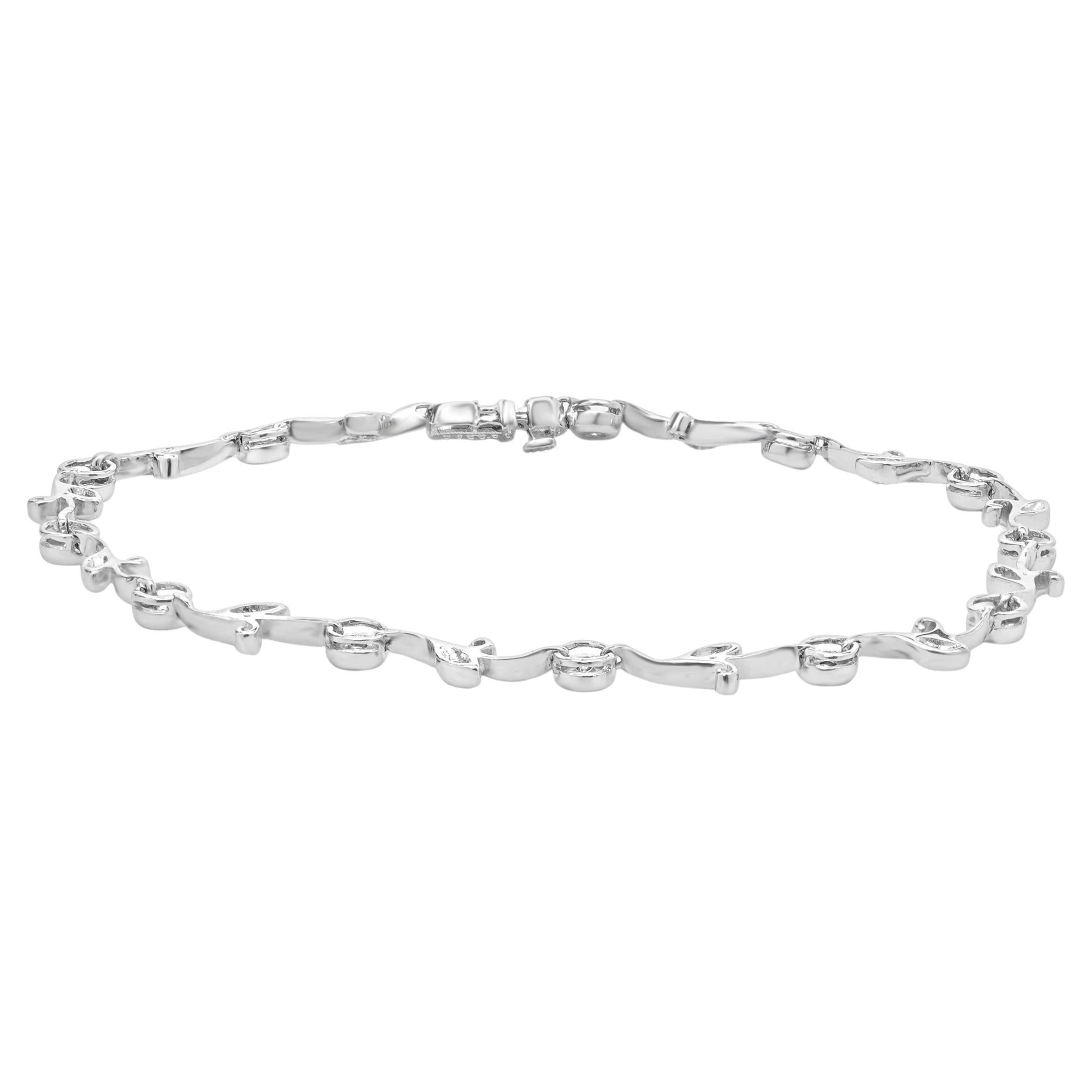 14 Karat White Gold Diamond Vine Inline Bracelet