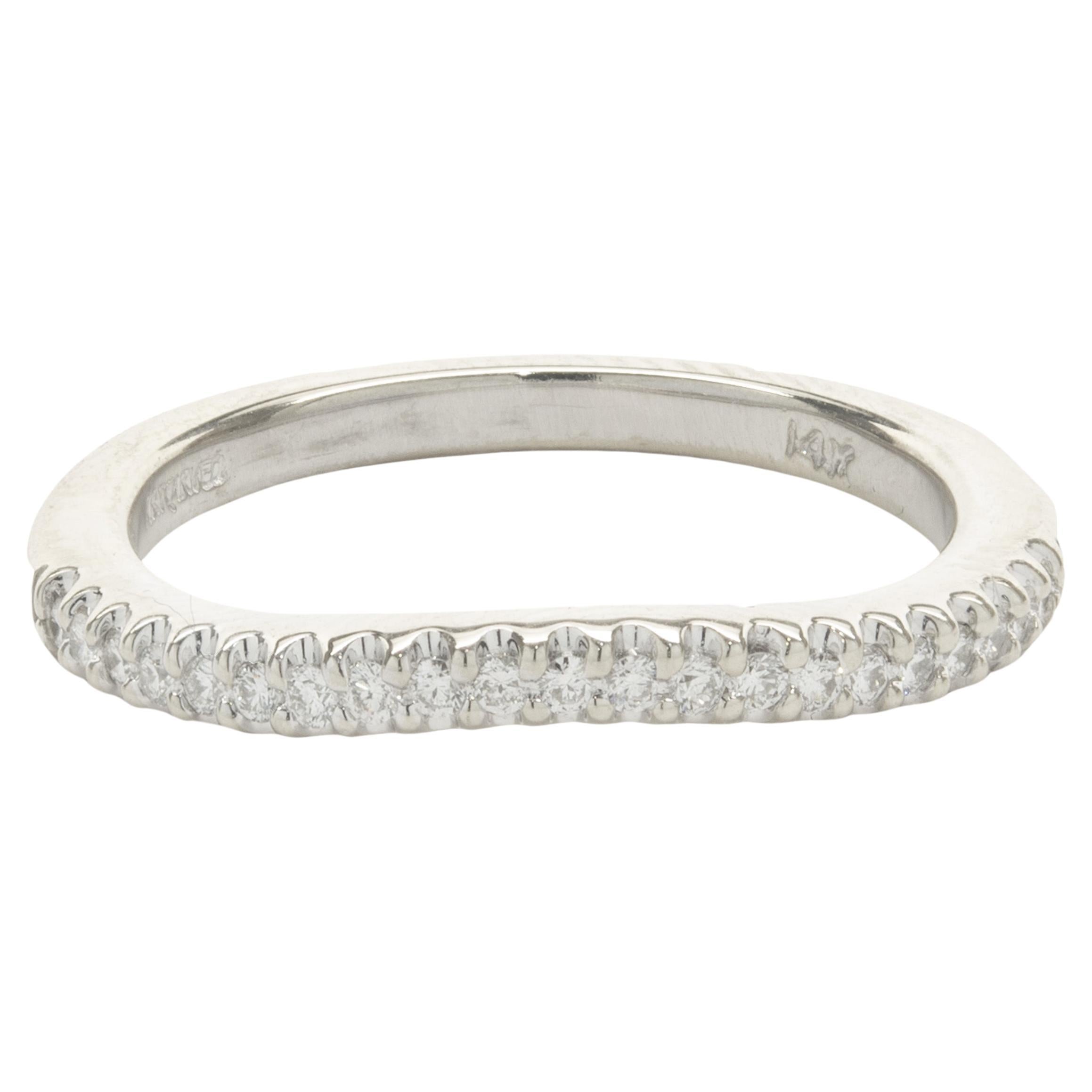 14 Karat White Gold Diamond Wave Band