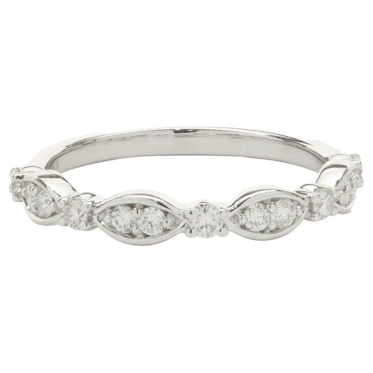 14 Karat White Gold Diamond Wave Band For Sale at 1stDibs