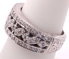 14 Karat White Gold Diamond Wedding Band Bridal Ring