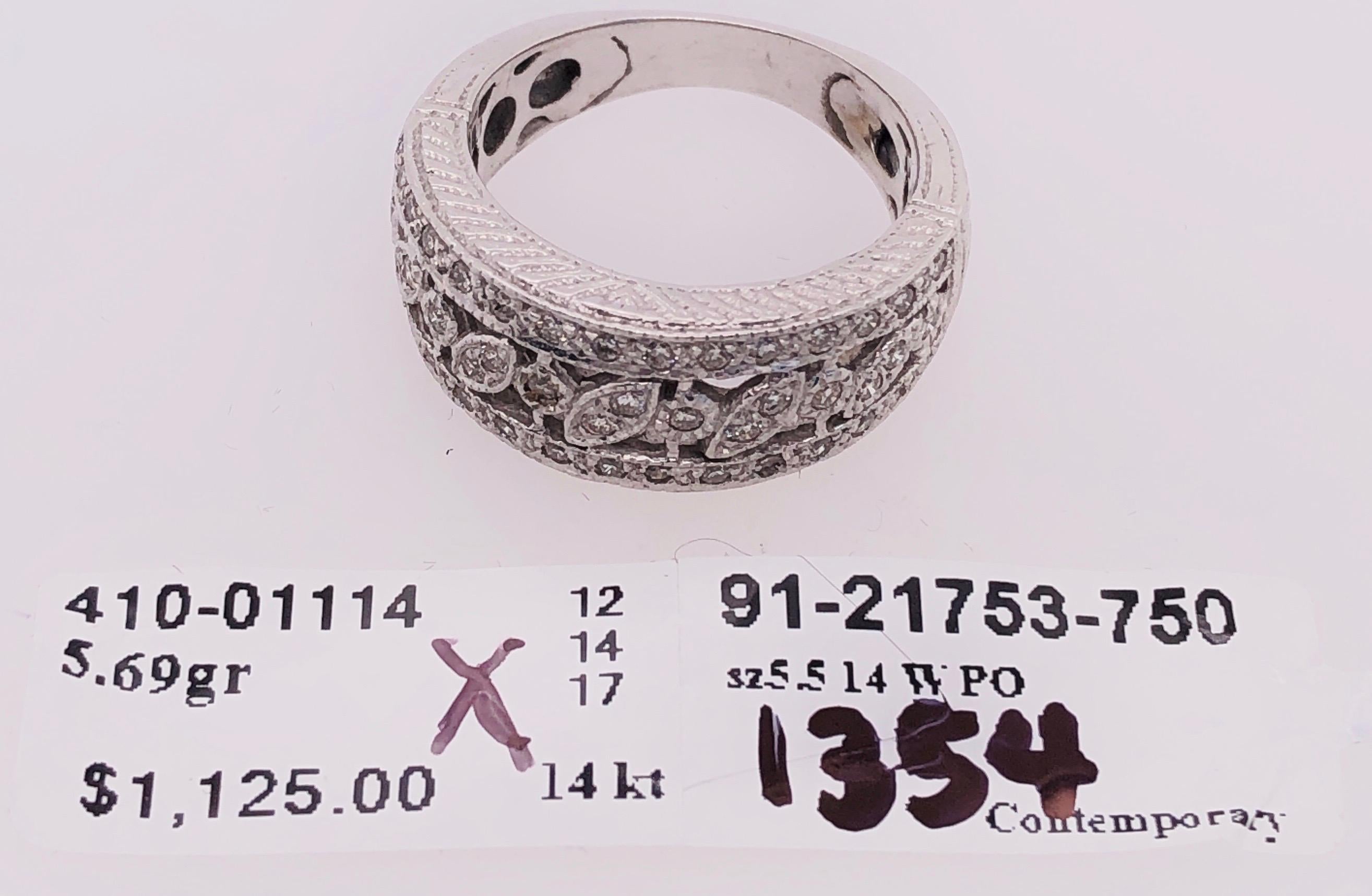 Women's or Men's 14 Karat White Gold Diamond Wedding Band Bridal Ring For Sale