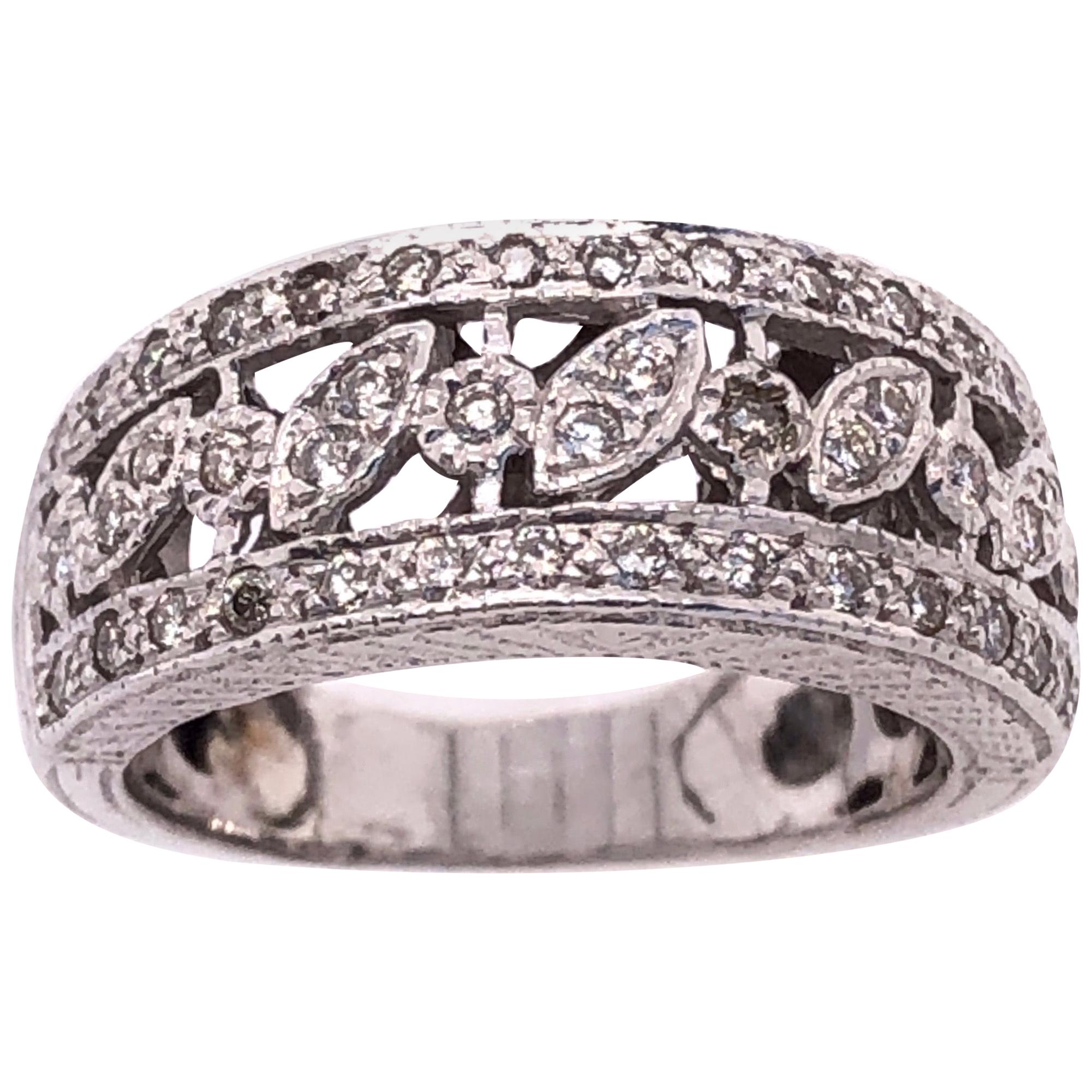 14 Karat White Gold Diamond Wedding Band Bridal Ring