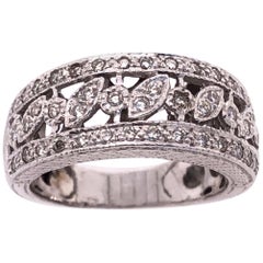 14 Karat White Gold Diamond Wedding Band Bridal Ring