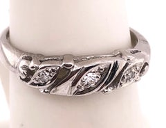 14 Karat Weißgold Diamant-Ehering Brautring mit fünf Diamanten